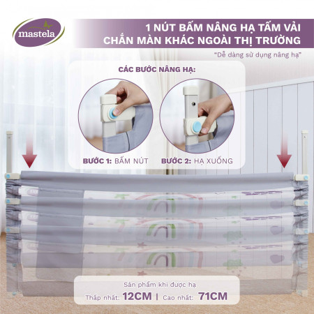 Thanh chắn giường điều chỉnh độ cao 4Babies 015 Hình cầu vồng 2.0M