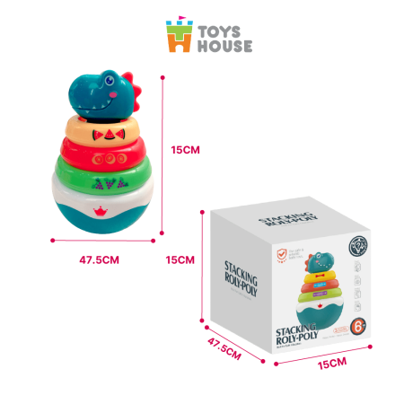 Lật đật kết hợp vòng xúc xắc xếp chồng màu sắc hình khủng long ToysHouse HE0298