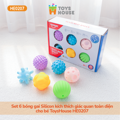 Set 6 bóng gai Silicon kích thích giác quan toàn diện cho bé ToysHouse HE0207