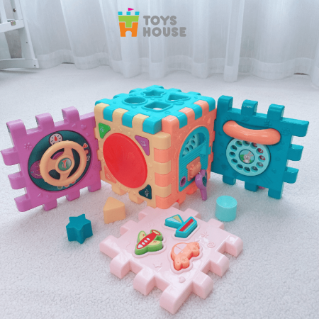 Set 6 miếng lắp ghép thả khối có đèn nhạc - Đồ chơi tiền giáo dục cho bé ToysHose HE0530