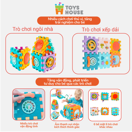 Set 6 miếng lắp ghép thả khối có đèn nhạc - Đồ chơi tiền giáo dục cho bé ToysHose HE0530