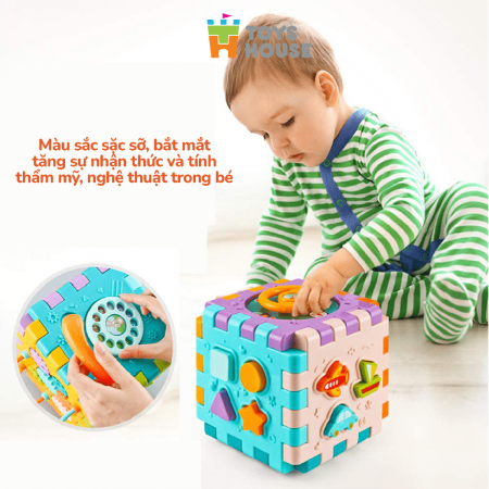 Set 6 miếng lắp ghép thả khối có đèn nhạc - Đồ chơi tiền giáo dục cho bé ToysHose HE0530