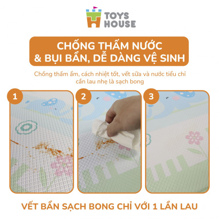 Thảm trải sàn Silicon 2 mặt chống trơn trượt cho bé Toys House 140*200*1cm NACH-4707 - Hình khinh khí cầu và chữ cái