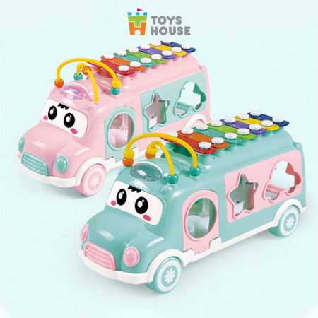 Đồ chơi tiền giáo dục cho bé - ô tô thả khối kết hợp đàn gõ Xylophone ToysHouse HE8036