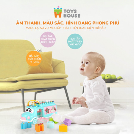 Đồ chơi tiền giáo dục cho bé - ô tô thả khối kết hợp đàn gõ Xylophone ToysHouse HE8036