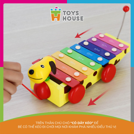 Đàn gõ xylophone hình cún con cầu vồng Toyshouse 1152