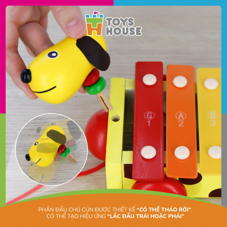 Đàn gõ xylophone hình cún con cầu vồng Toyshouse 1152