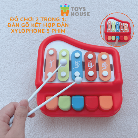 Đàn piano kết hợp đàn gõ Xylophone 5 phím cho bé ToysHouse HE8011