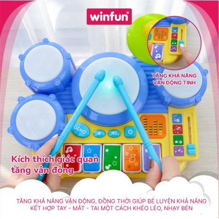 Bộ đồ chơi trống đàn kết hợp có đèn nhạc 2034 hiệu Winfun 