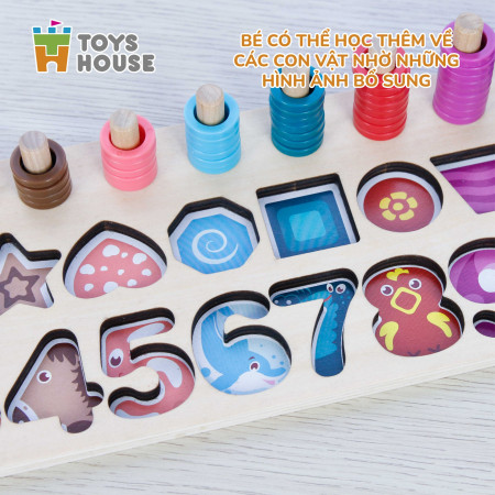 Đồ chơi gỗ ghép số, hình khối 3D - Đồ chơi tiền giáo dục cho trẻ Toyshouse 574