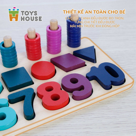 Đồ chơi gỗ ghép số, hình khối 3D - Đồ chơi tiền giáo dục cho trẻ Toyshouse 574