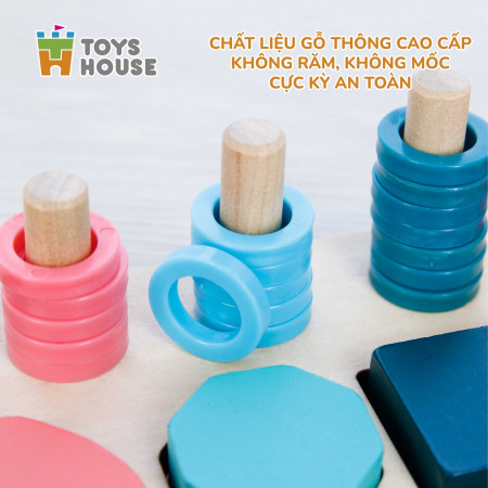 Đồ chơi gỗ ghép số, hình khối 3D - Đồ chơi tiền giáo dục cho trẻ Toyshouse 574