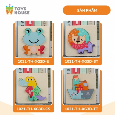 Đồ chơi ghép hình gỗ 3D - đồ chơi gỗ thông minh Toys House nhân vật hoạt hình ngộ nghĩnh, màu sắc đa dạng