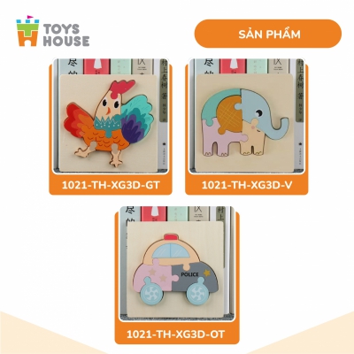 Đồ chơi ghép hình gỗ 3D - đồ chơi gỗ thông minh Toys House nhân vật hoạt hình ngộ nghĩnh, màu sắc đa dạng