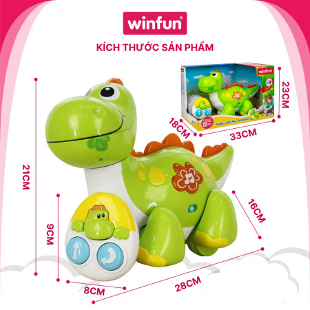 Đồ chơi điều khiển từ xa khủng long vui nhộn có đèn nhạc Winfun 1141-NL