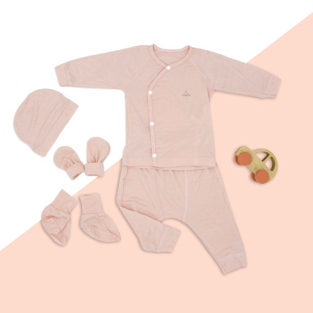 Set quần áo Bodysuit cài chéo giữ ấm ngực kèm quần rời Comfybaby CF1020-BODY 100% Cotton dày dặn cho bé từ 3 tháng đến 12 tháng kẻ sọc hồng