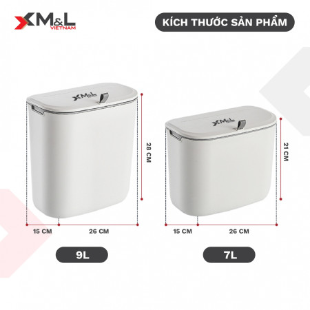 Thùng rác treo tủ bếp có nắp đậy thông minh 7L - 9L M&L 546 - Sang trọng, thanh lịch