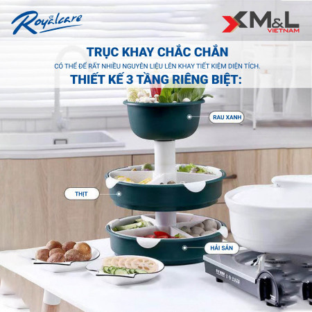 Khay kệ đựng thực phẩm lẩu 2 tầng/3 tầng xoay 360 độ M&L - Royalcare KL