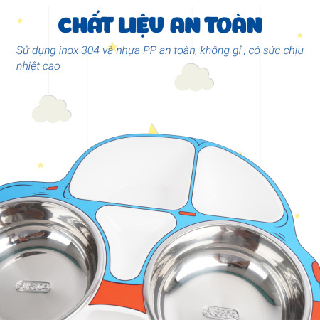 Set khay ăn 3 món Inox hình ô tô cho bé Royal care RC-2020-0805