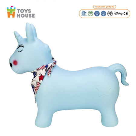 Thú nhún bơm hơi hình kỳ lân màu xanh Toys House TH619-PA391