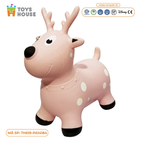 Thú Nhún Bơm Hơi Hình Tuần Lộc hồng Toys House TH319-PA14184