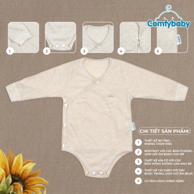 Set Bodysuit sơ sinh 5 món (quần áo dài, bao tay chân, mũ) kẻ sọc 100% Cotton CF0721-BODY-SET5 Comfybaby ( loại mỏng)