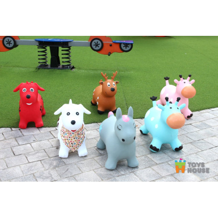 Thú Nhún Bơm Hơi Hình Chú Hươu Màu Xanh Toys House TH319-PA2806