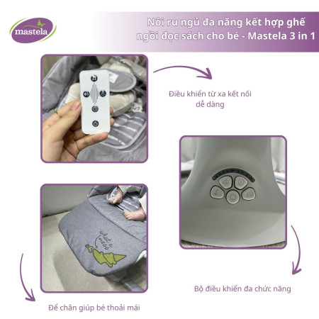 [NEW COLLECTIONS] Nôi ru ngủ đa năng kết hợp ghế ngồi đọc sách cho bé - Mastela 3 in 1 (từ sơ sinh đến 36 tháng) 8207 - 8208 - 8209 