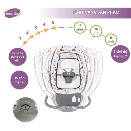 [NEW COLLECTIONS] Nôi ru ngủ đa năng kết hợp ghế ngồi đọc sách cho bé - Mastela 3 in 1 (từ sơ sinh đến 36 tháng) 8207 - 8208 - 8209 