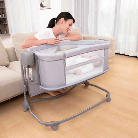 Nôi Ghép Cạnh Giường Đa Năng 3in1 Mastela 08602 Cao Cấp – Nôi Điện Đung Đưa Ru Ngủ, Cũi Mini & Nôi Em Bé An Toàn
