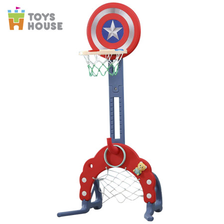 Bộ đồ chơi thể thao đa năng cho bé: Bóng đá, ném vòng, bóng rổ hình khiên KT 156*63*49 Toys House WM19041-B , màu xanh