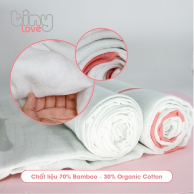 Set 2 khăn tắm đa năng cho cả gia đình Muslin sợi tre Bamboo TinyLove ,phù hợp sử dụng như chăn đắp, quấn ủ cho bé