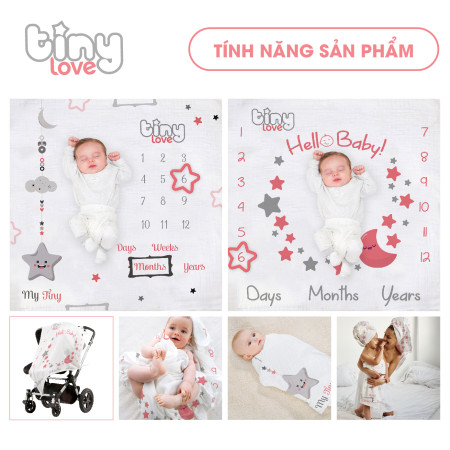 Set 2 khăn tắm đa năng cho cả gia đình Muslin sợi tre Bamboo TinyLove ,phù hợp sử dụng như chăn đắp, quấn ủ cho bé