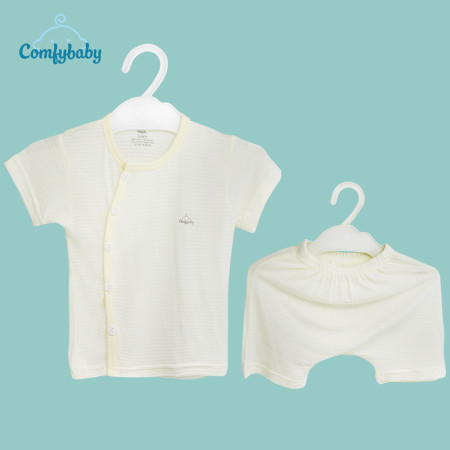 BỘ QUẦN ÁO CỘC CÀI CHÉO 100% COTTON LỤA COMFYBABY MÀU VÀNG QACF22042021