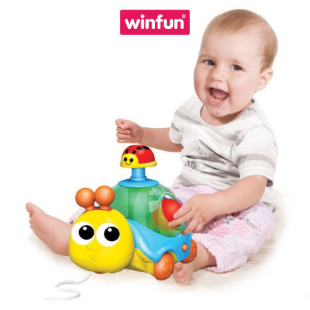 Đồ chơi ốc sên kéo dây phát nhạc kèm con quay bắn bóng - Winfun 0674-NL