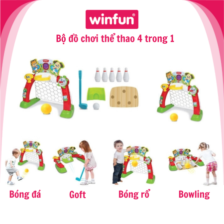 Bộ đồ chơi thể thao 4in1: bóng đá, bỏng rổ, goft, bowling - Winfun 6003A-NL